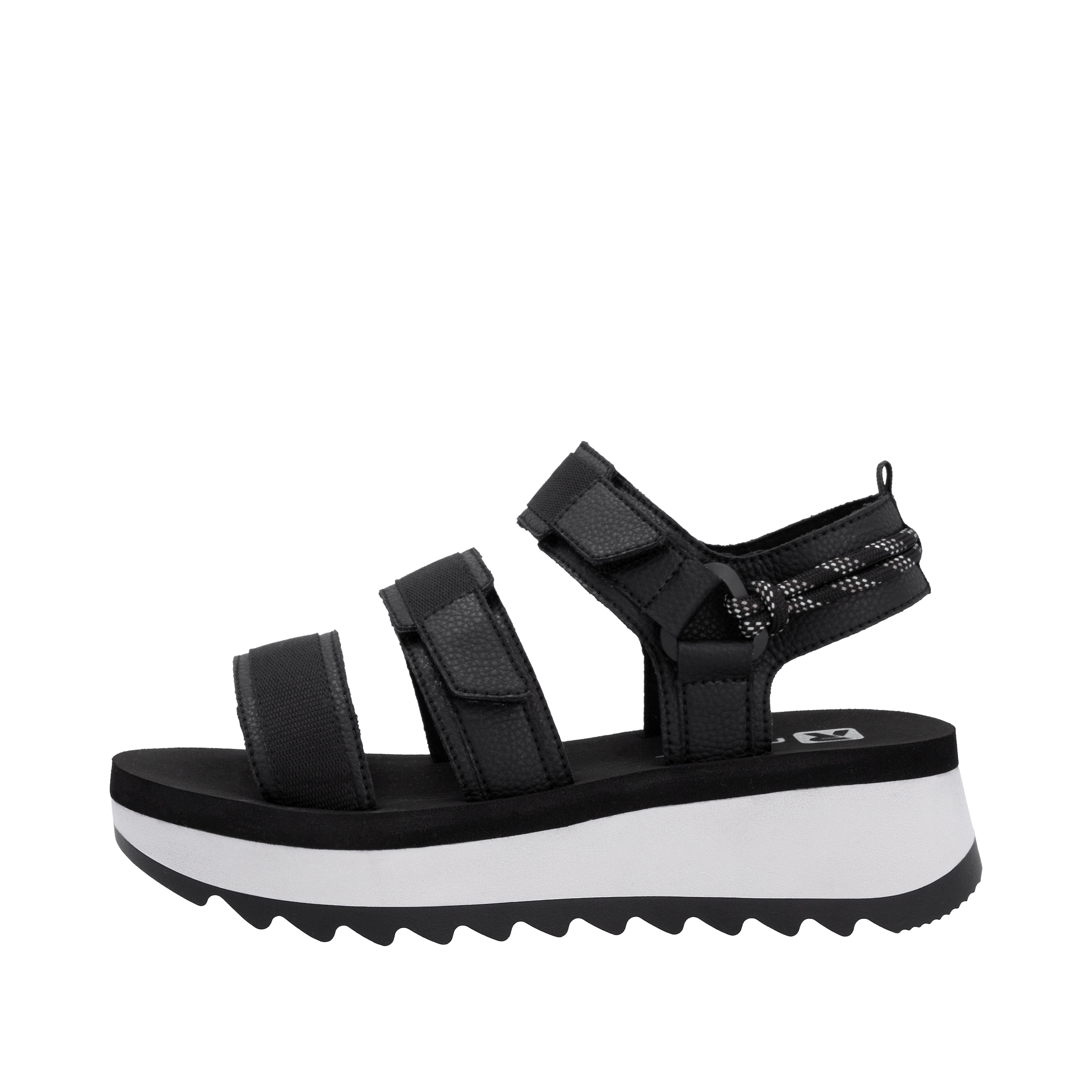 Rieker Sport Strap Sandals in Black: front