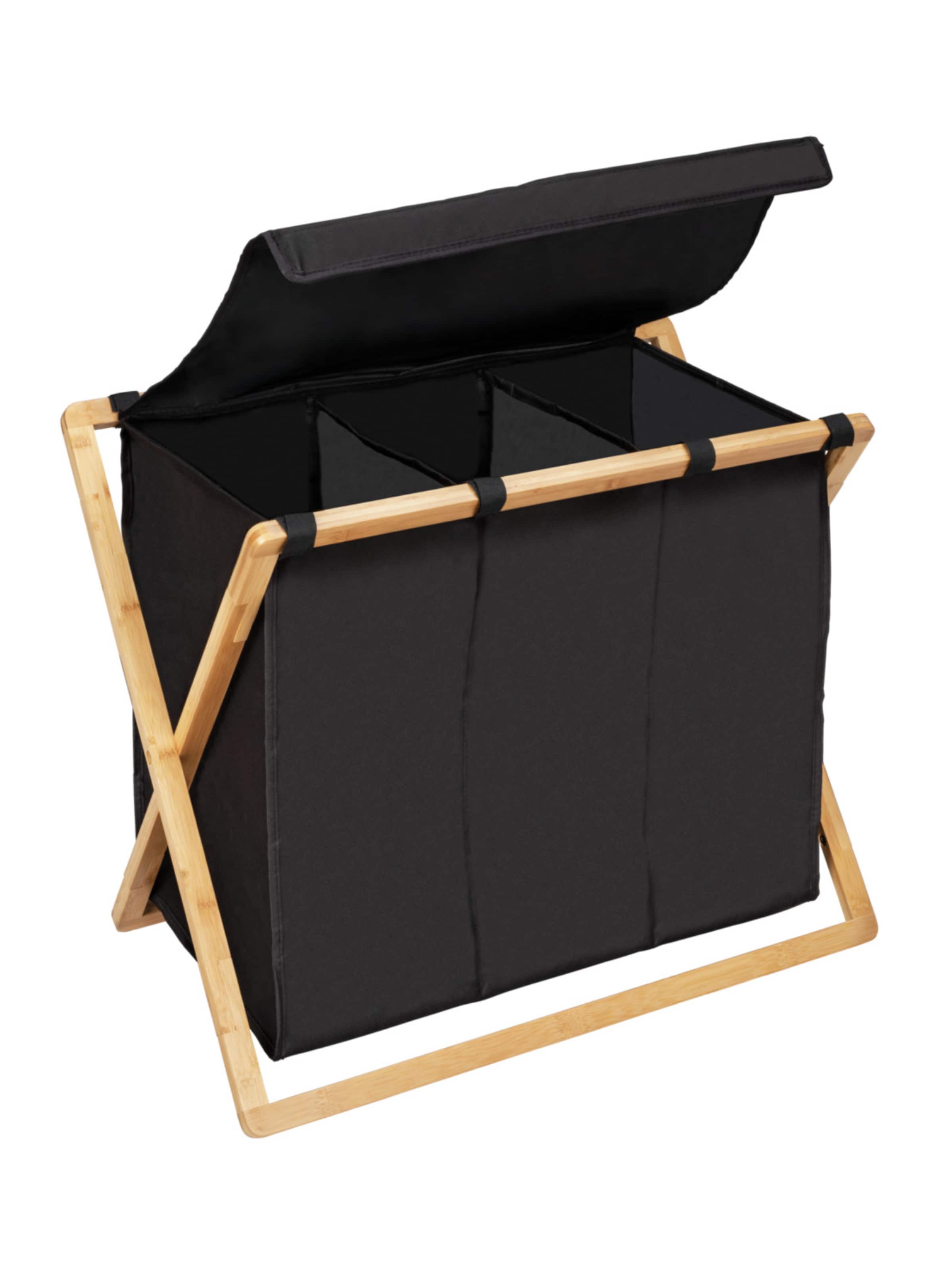 Wenko Wäschebehälter 'Trio Ecori' in Schwarz: Vorderseite