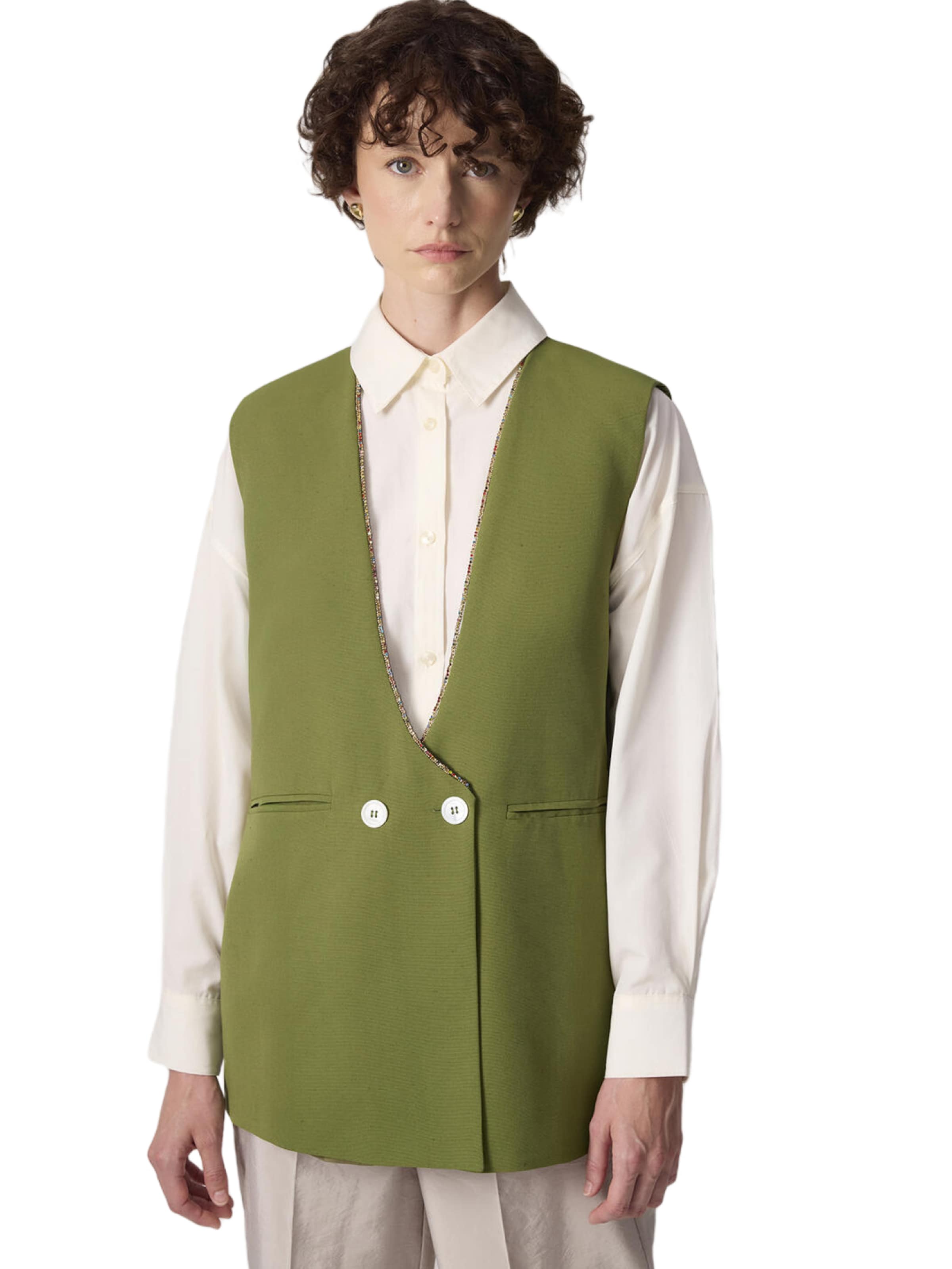 Touche Prive Gilet in Groen: voorkant