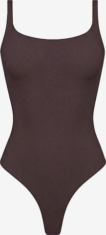 SECOND SKIN SOLUTION Body 'Second Skin Square-Neck Bodysuit' – hnědá: přední strana