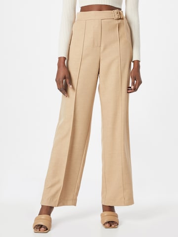 IMPERIAL Loose fit Pleated Pants in Beige: front