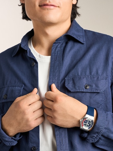 FOSSIL Analoog horloge 'ARCHIVAL BIG TIC - France' in Blauw: voorkant