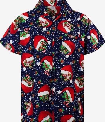 Camicia 'Christmas Flying Hats' di King Kameha in blu: frontale
