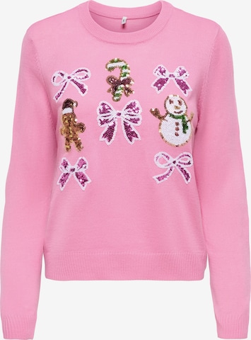 ONLY Sweater 'ONLXmas' in Pink: front