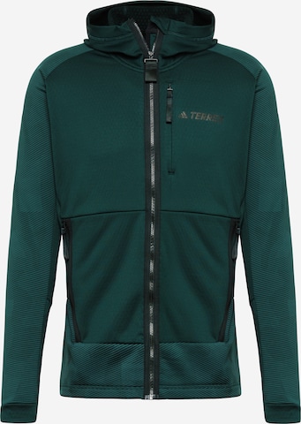 ADIDAS TERREX Athletic Fleece Jacket 'Tech Flooce' in Green: front