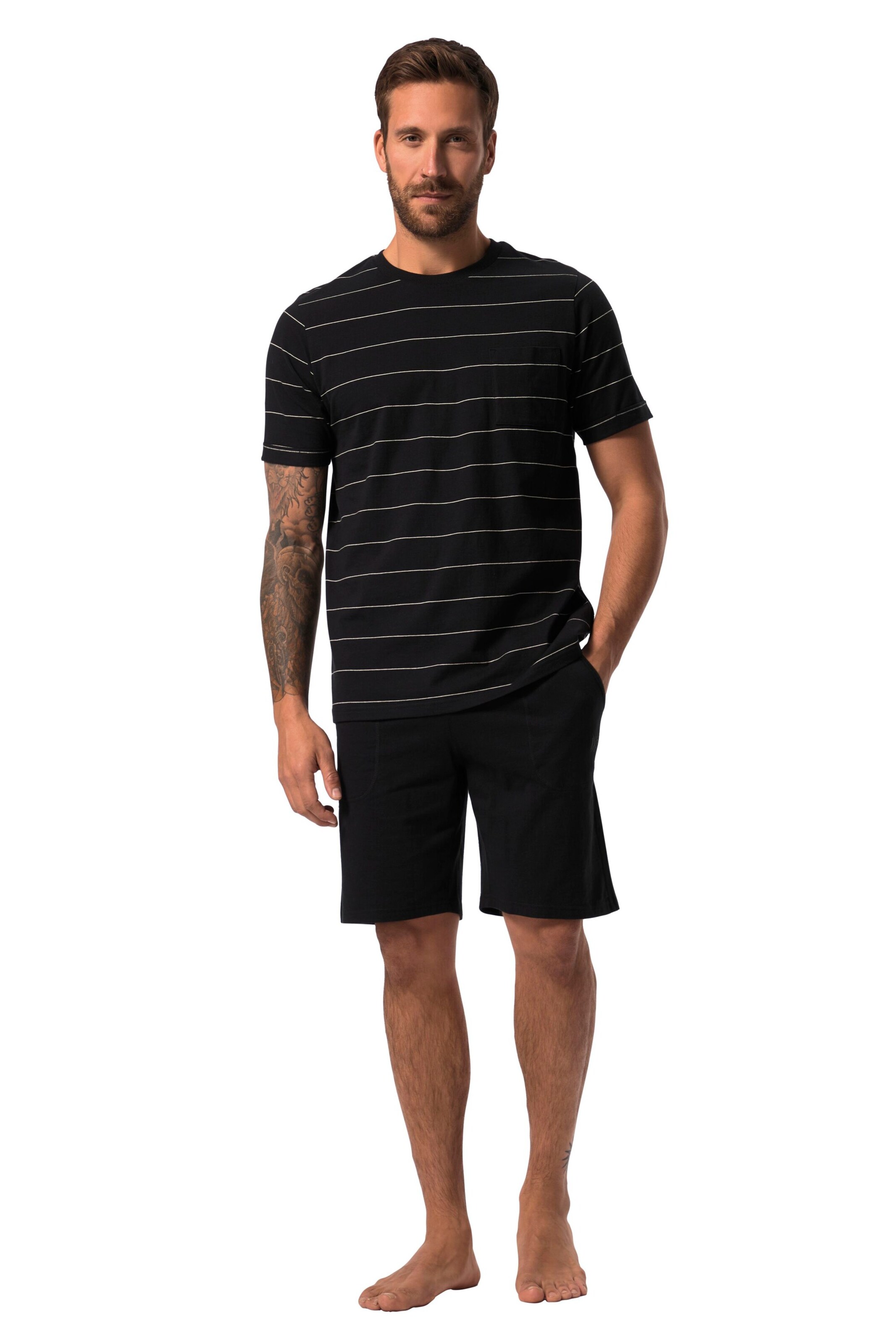 JP1880 Short Pajamas in Black: front