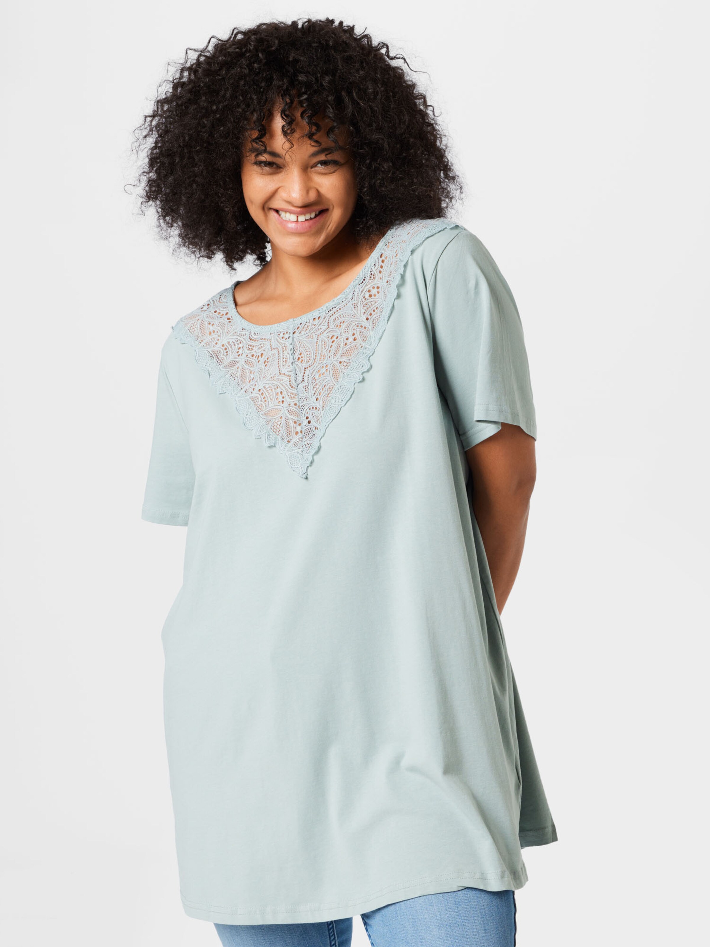 Frauen Shirts & Tops Zizzi T-Shirt 'CARLY' in Pastellblau - QI62976 Frauen Shirts & Tops Zizzi T-Shirt 'CARLY' in Pastellblau - QI62976