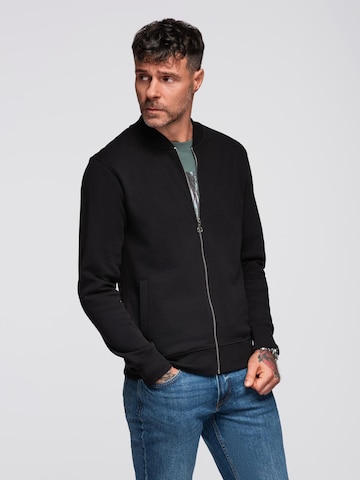 Ombre Sweatvest 'OM-SSZP-0215' in Zwart: voorkant