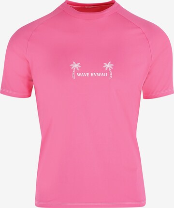 T-shirt fonctionnel ' Rash Guard ' Wave Hawaii en rose : devant