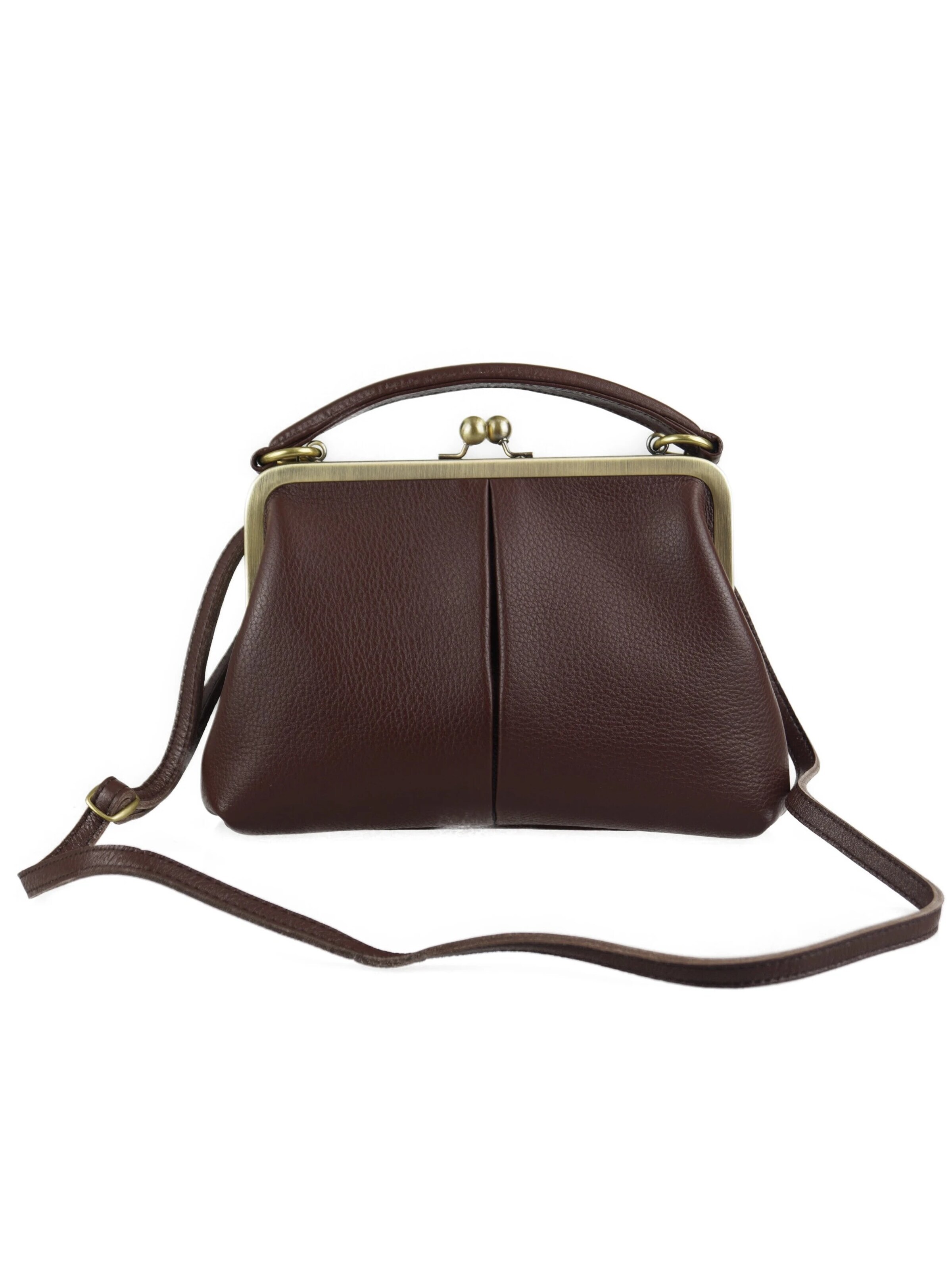 Taschenkinder Handbag 'Kleine Olive – Leder Handtasche & Umhängetasche' in Brown