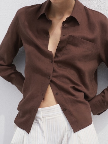 MANGO Blouse 'LINO' in Brown