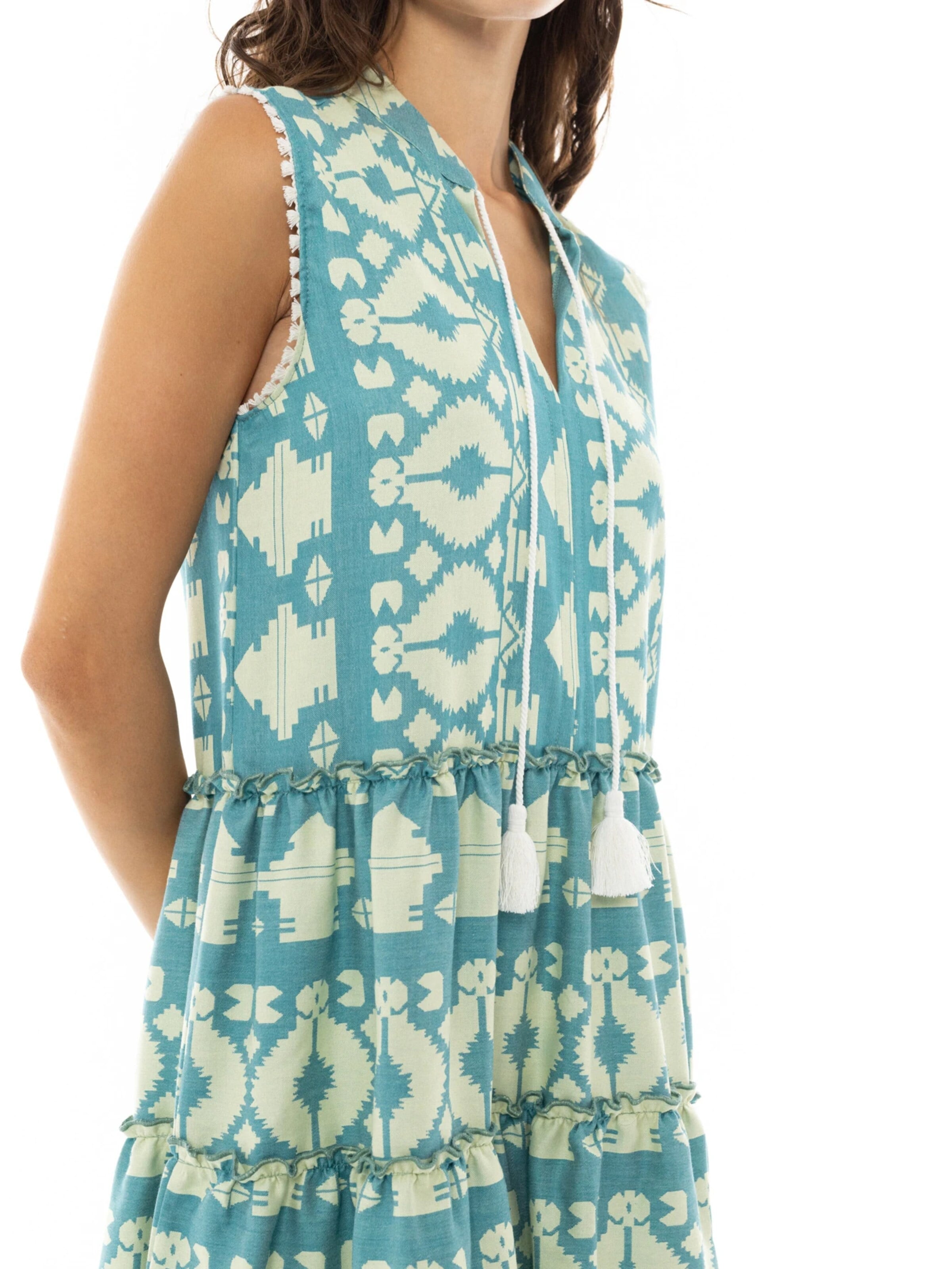 Pink Label - Vestido de verão 'BEACHWEAR EMBROIDERY AQUA' em verde