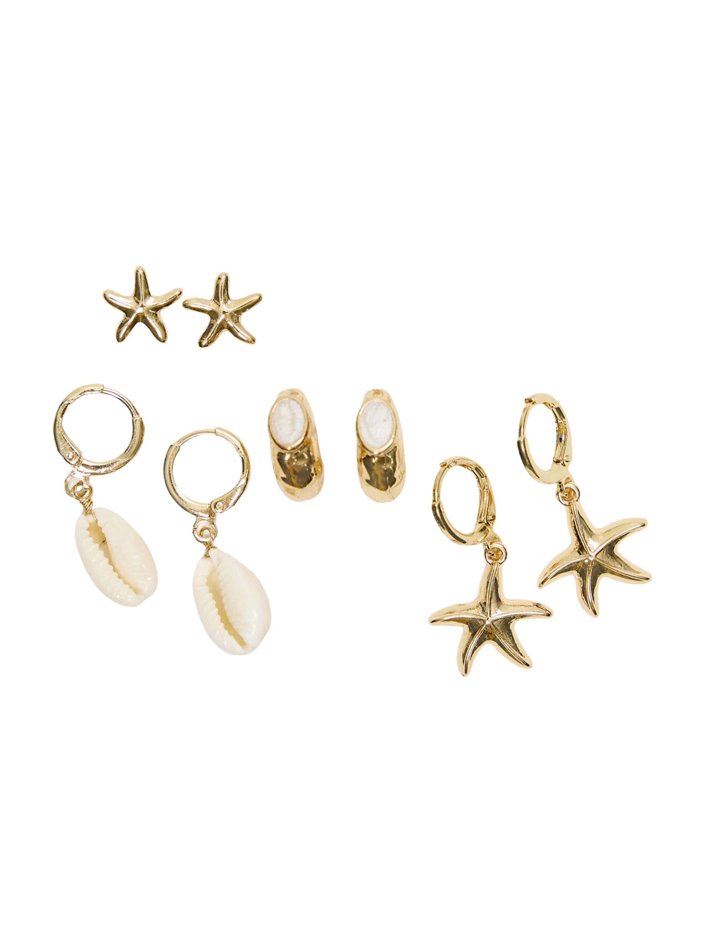 Bershka Boucles d'oreilles en or / blanc perle, Vue avec produit