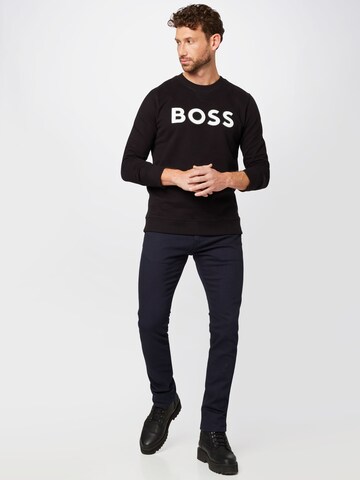 BOSS Sweatshirt 'Welogocrewx' in Zwart