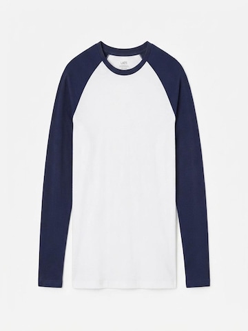 T-Shirt '2-Pack Heren Baseballshirt Lange Mouwen – Wit/Zilvergrijs – Casual Raglan – Maat M' Vanilla en bleu