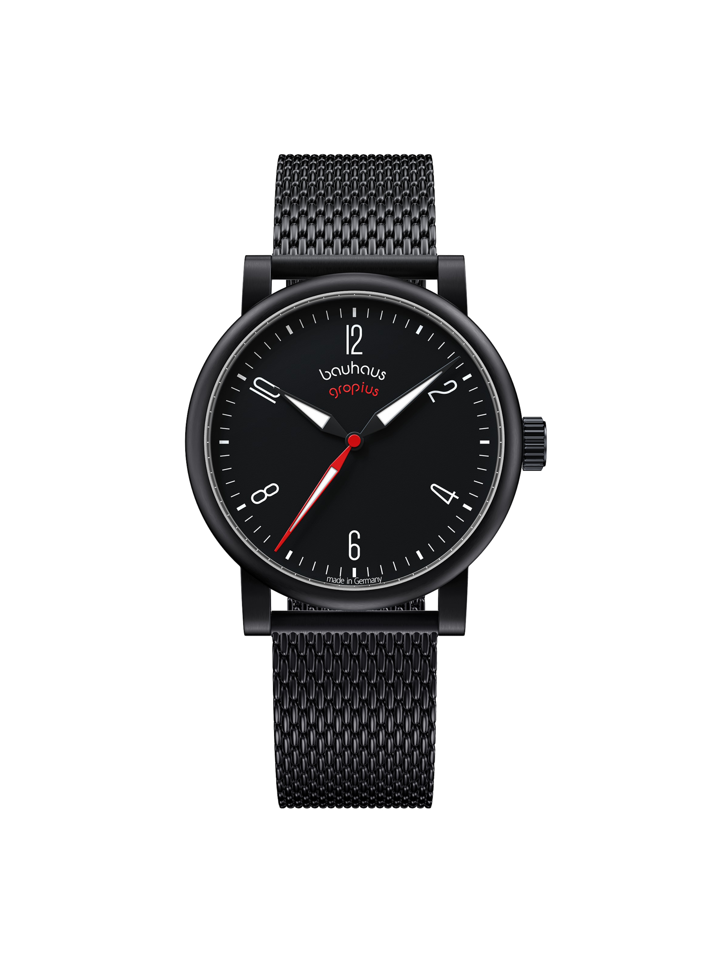 WALTER GROPIUS Analog Watch 'KONTUR' in Black: front