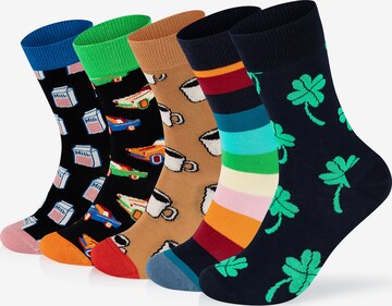 Happy Socks Socks '5-Pack Stripe Big Luck Car Tea Milk' in Mixed colors: front