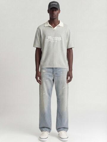 Mansour Sweatshirt 'Jacquard Knitted Polo' in Grijs: voorkant