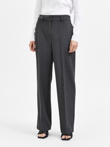 SELECTED FEMME Zvonové kalhoty Kalhoty s puky 'Rita' – šedá: přední strana
