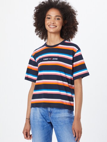 Tricou de la Tommy Jeans pe albastru: față