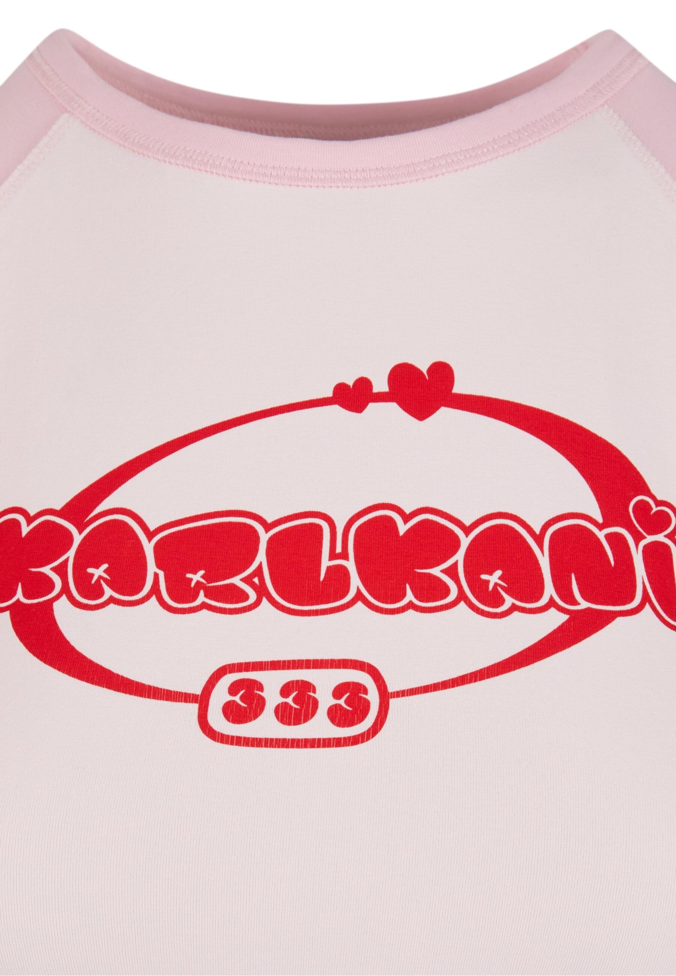 Karl Kani Футболка 'Woven Signature Heart Tiny' в Ярко-розовый