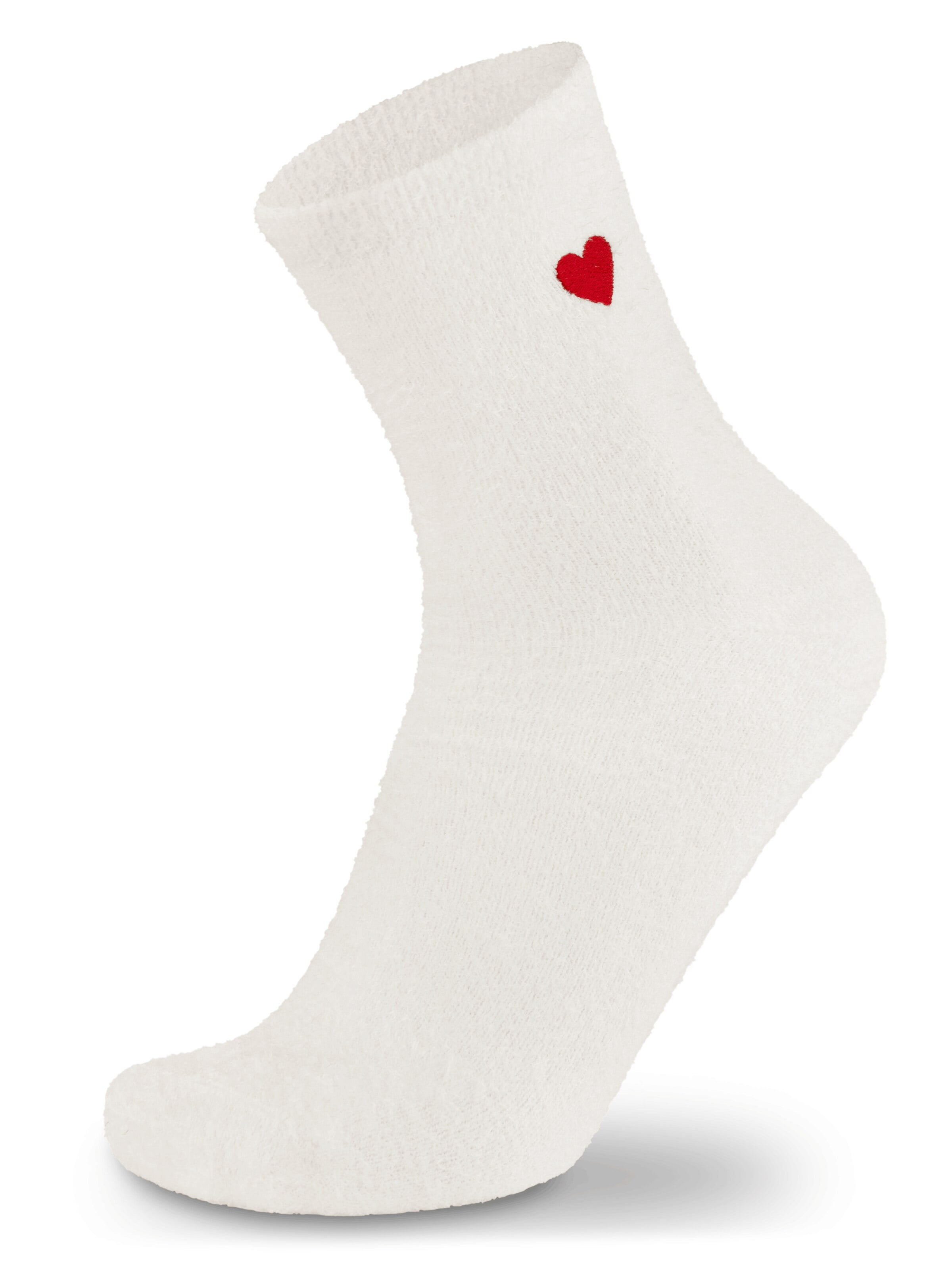 Calzino 'Kuschelsocken mit Icon Stickerei Herz Avocado Banane' di Circle Five in bianco