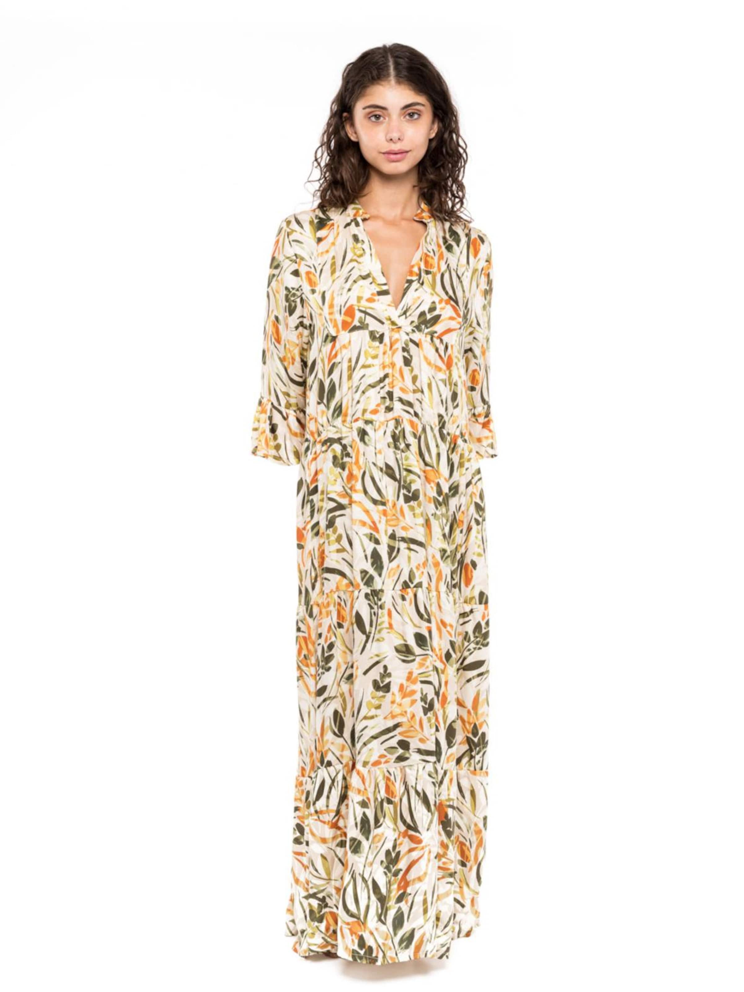 Vêtement de plage 'BEACHWEAR LONG PASTEL GREEN LEAF' Pink Label en mélange de couleurs