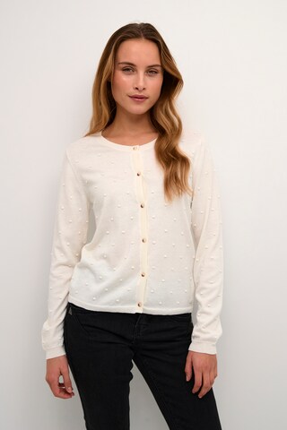 Cream Gebreid vest 'Hanne' in Beige: voorkant