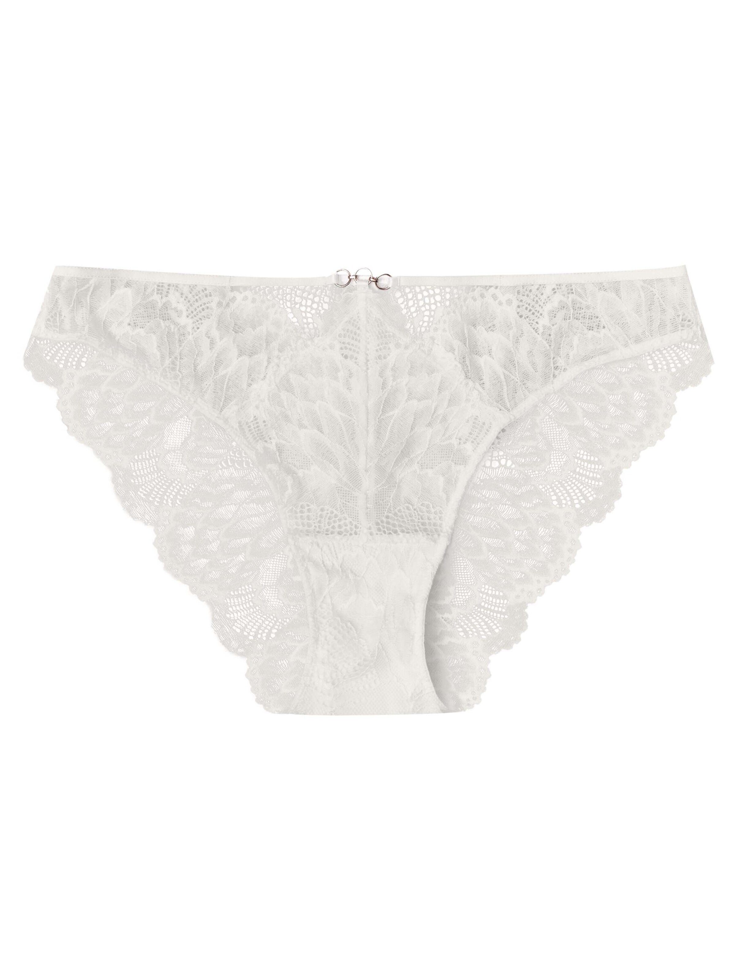 Panty 'Slip Olive, florale Spitze, goldfarbene Details, transparent S' di ESOTIQ in beige