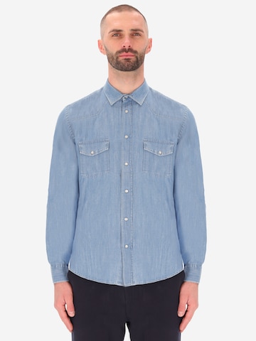 Distretto12 Regular fit Overhemd 'Will' in Blauw: voorkant