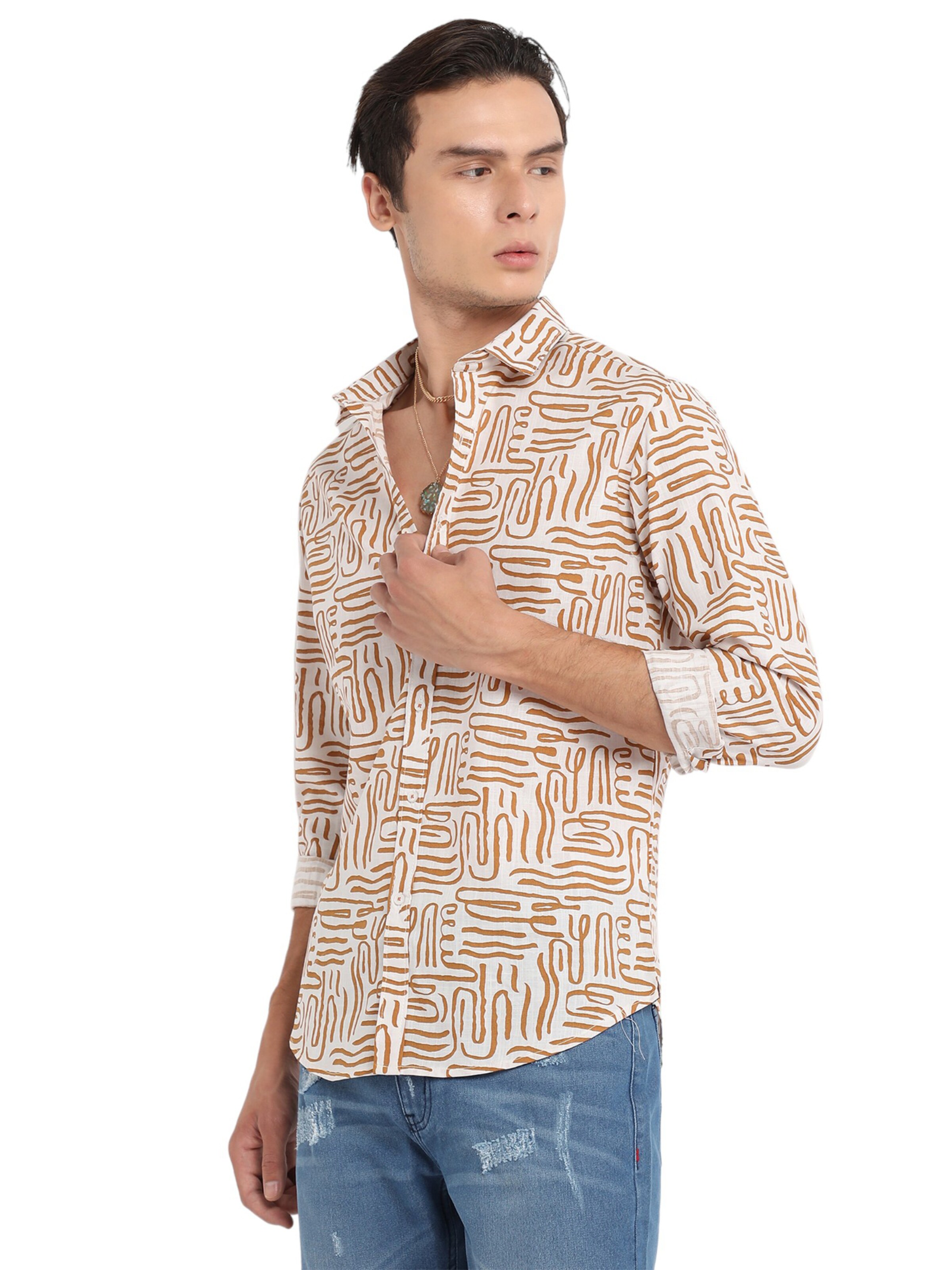 Campus Sutra Regular fit Риза в кафяво