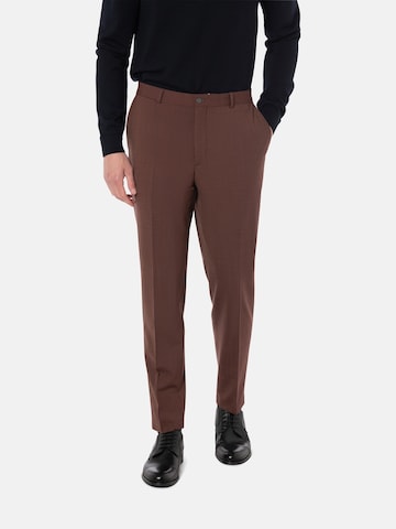 BENVENUTO Slim fit Trousers with creases '4032' in Brown: front