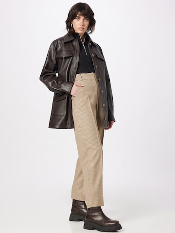 Warehouse Regular Pleated Pants 'Barrel' in Brown