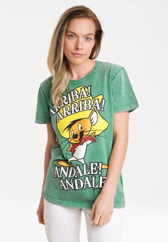 LOGOSHIRT Shirt 'Looney Tunes - Speedy Gonzales' in Groen: voorkant