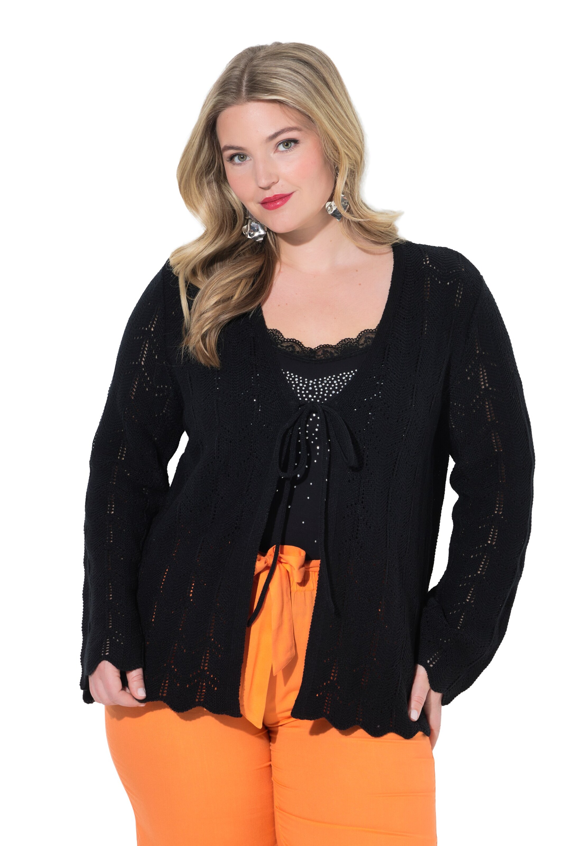 MIAMODA Gebreid vest in Zwart: voorkant