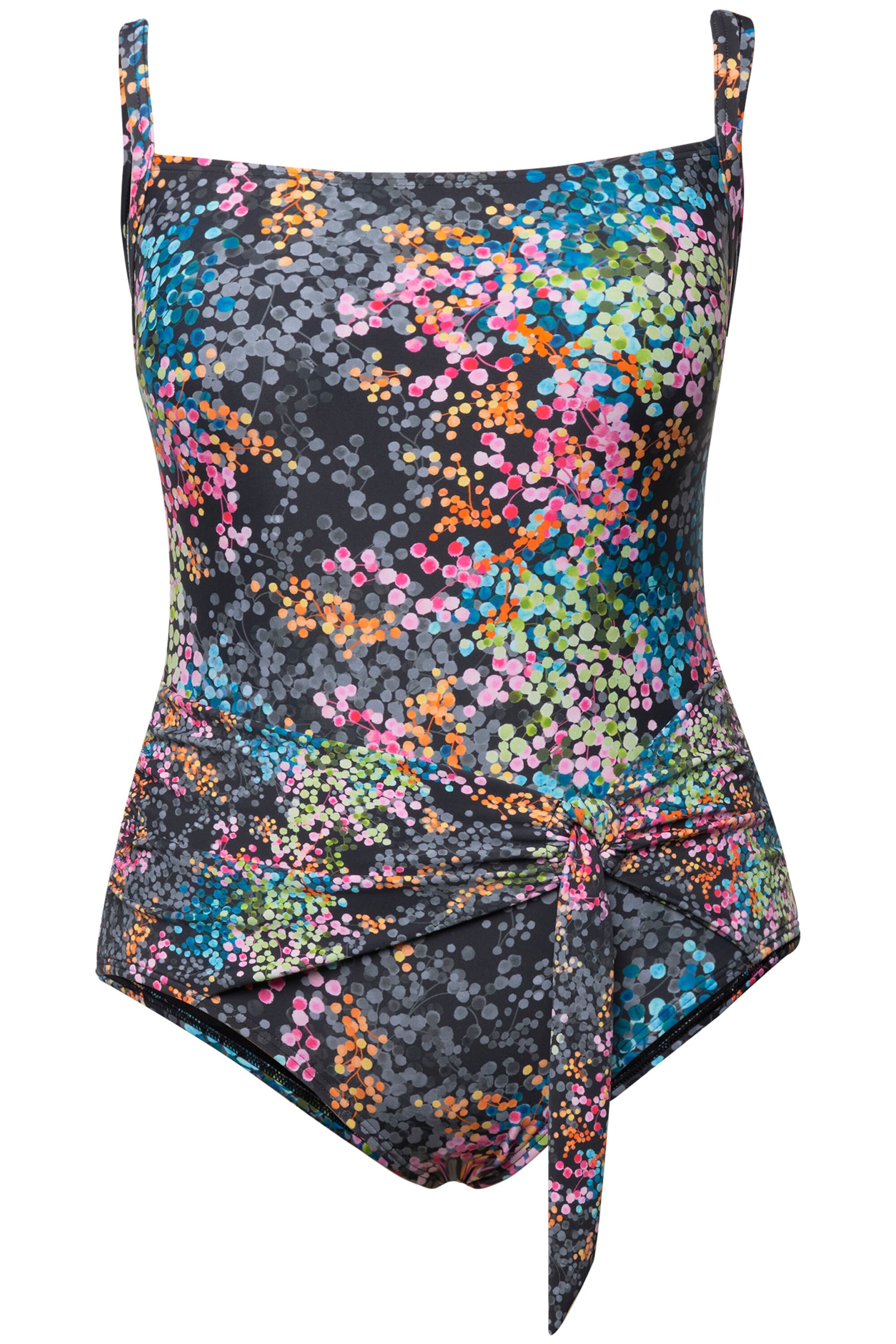 Ulla Popken Bralette Swimsuit in Black: front