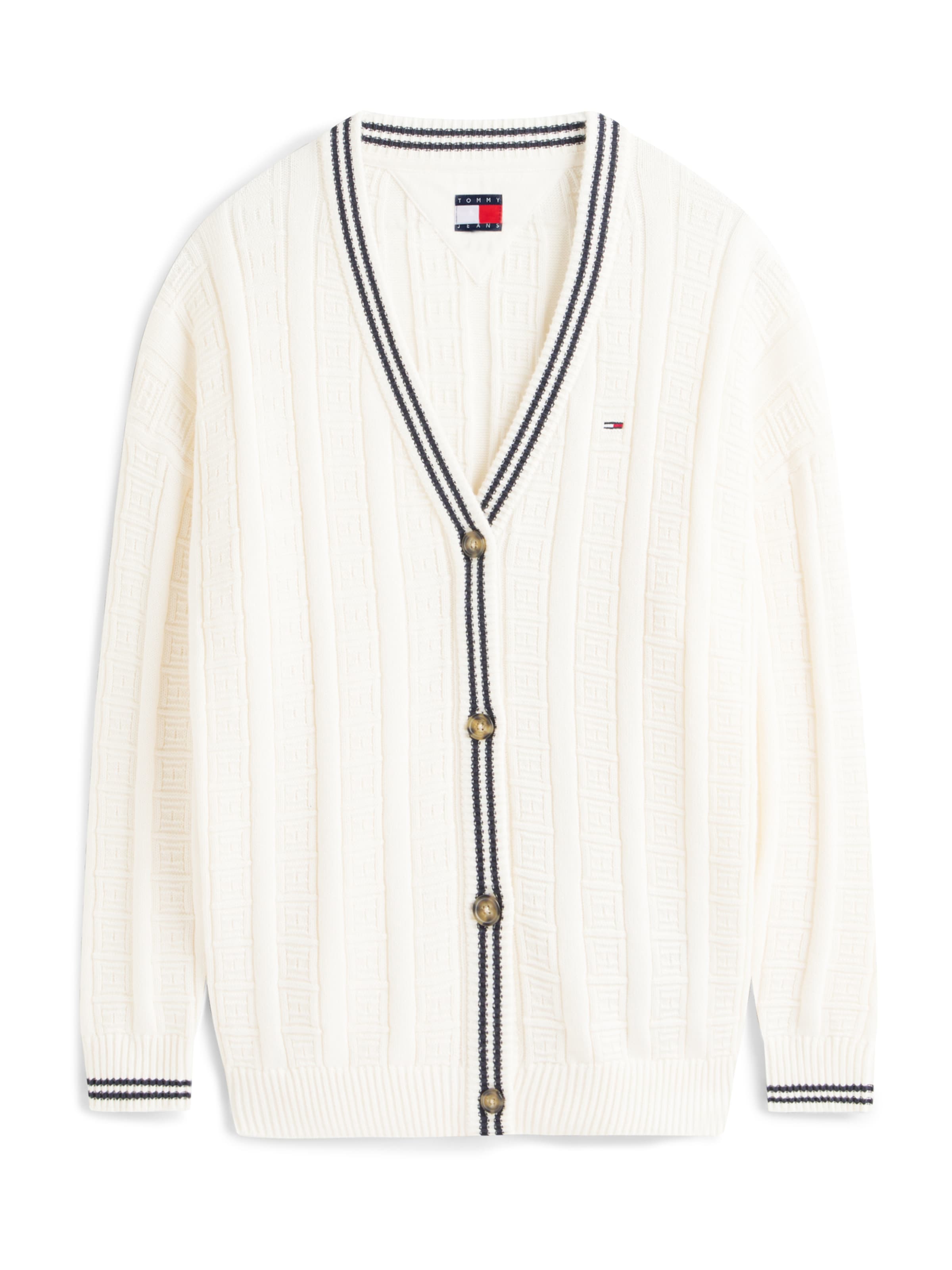 Tommy Jeans Πλεκτή ζακέτα σε λευκό: μπροστά