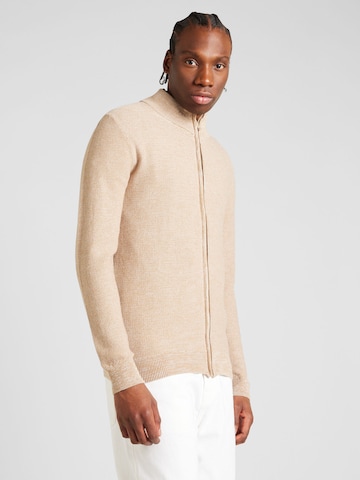 INDICODE JEANS Knit Cardigan 'Marland' in Beige: front