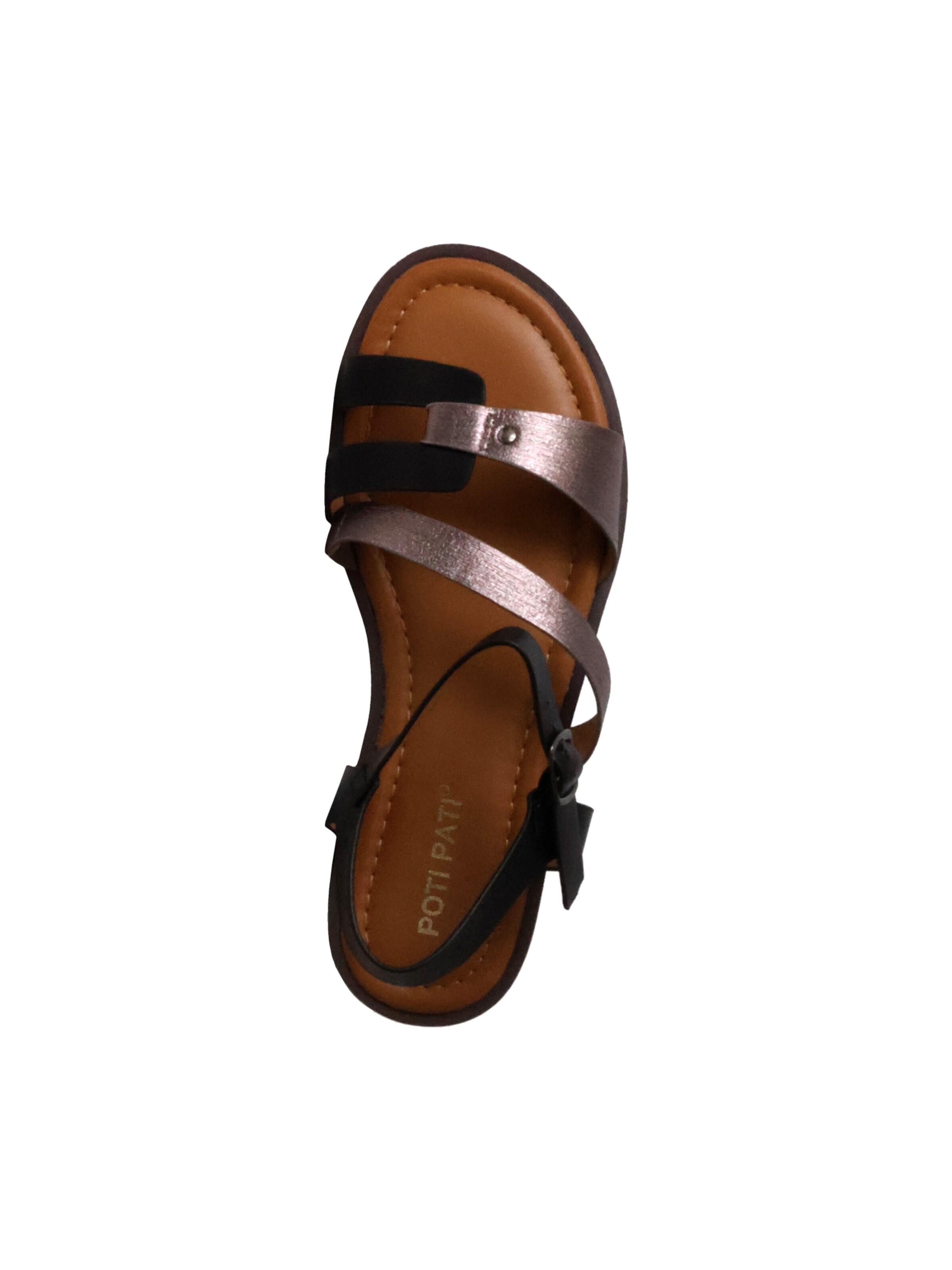 POTI PATI Sandaal 'Flache Sandalen mit Riemchen' in Zwart
