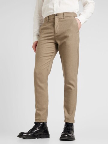 Coupe slim Pantalon chino Lindbergh en beige : devant