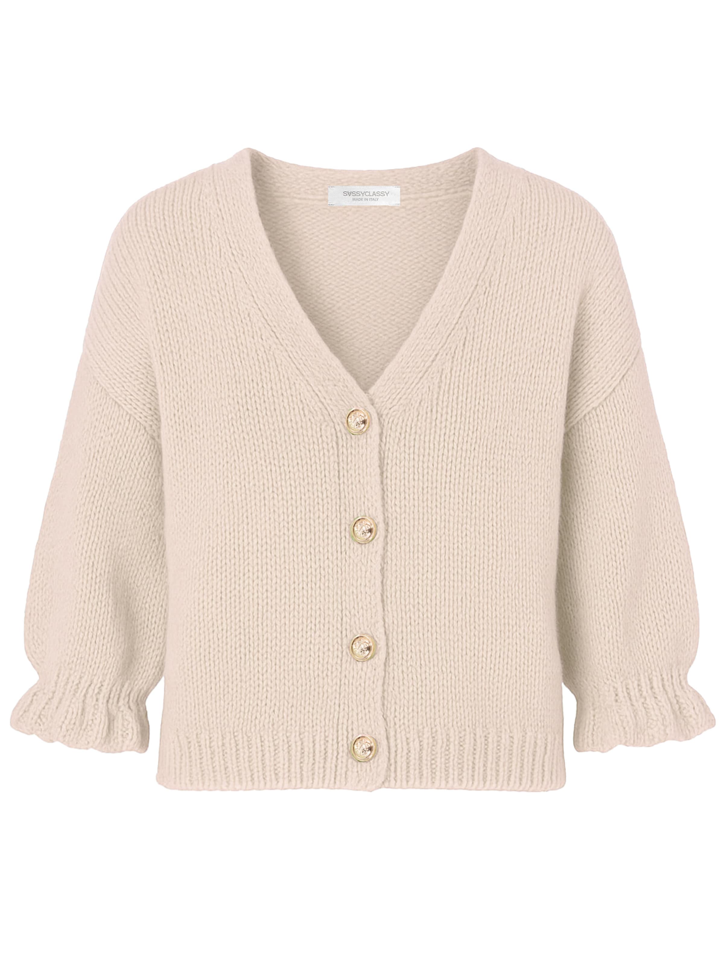 SASSYCLASSY Oversizestrickjacke‌‌‌‌‌‌ in Weiß: Vorderseite