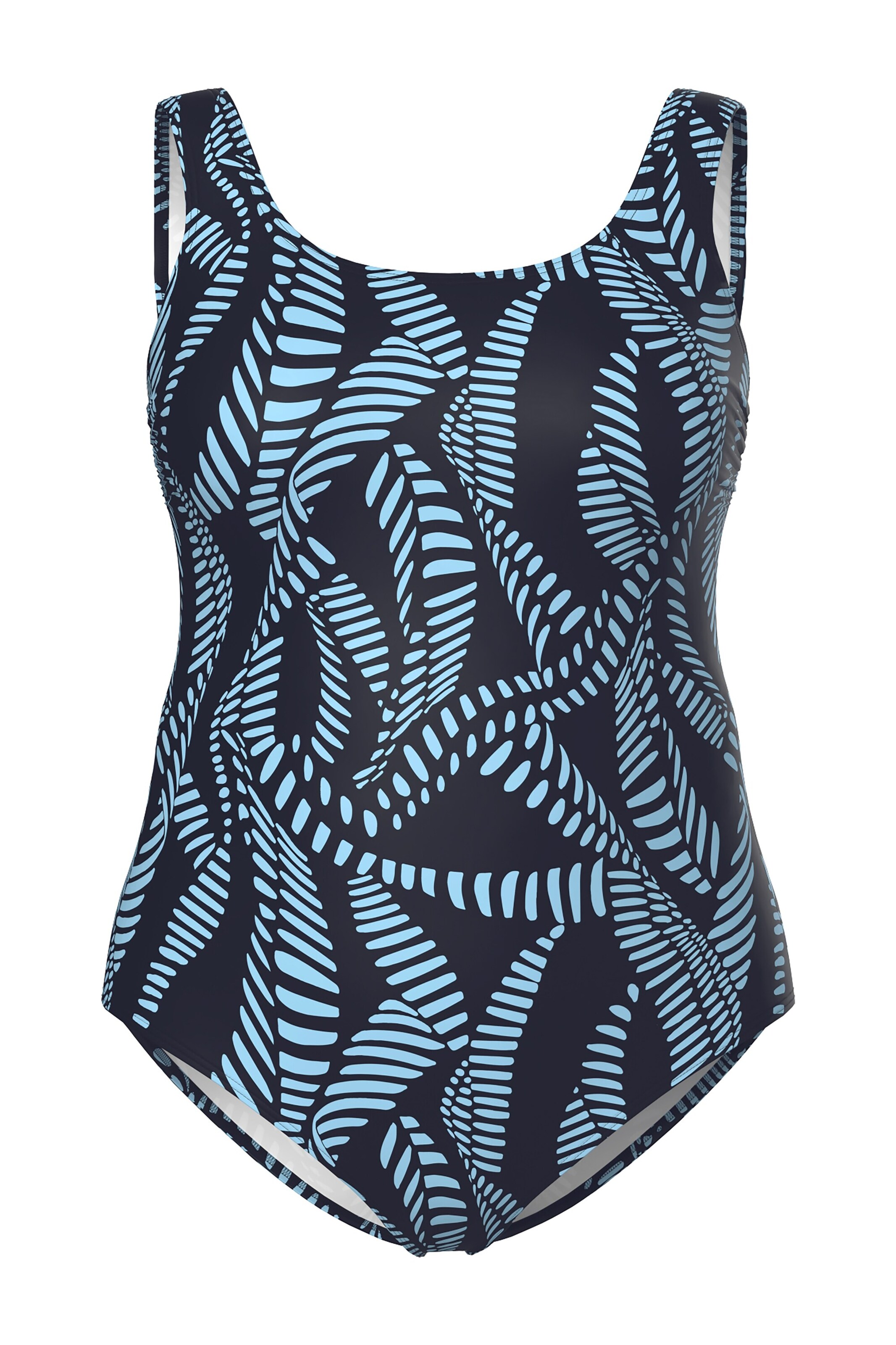 Ulla Popken Bustier Badeanzug in Schwarz: Vorderseite