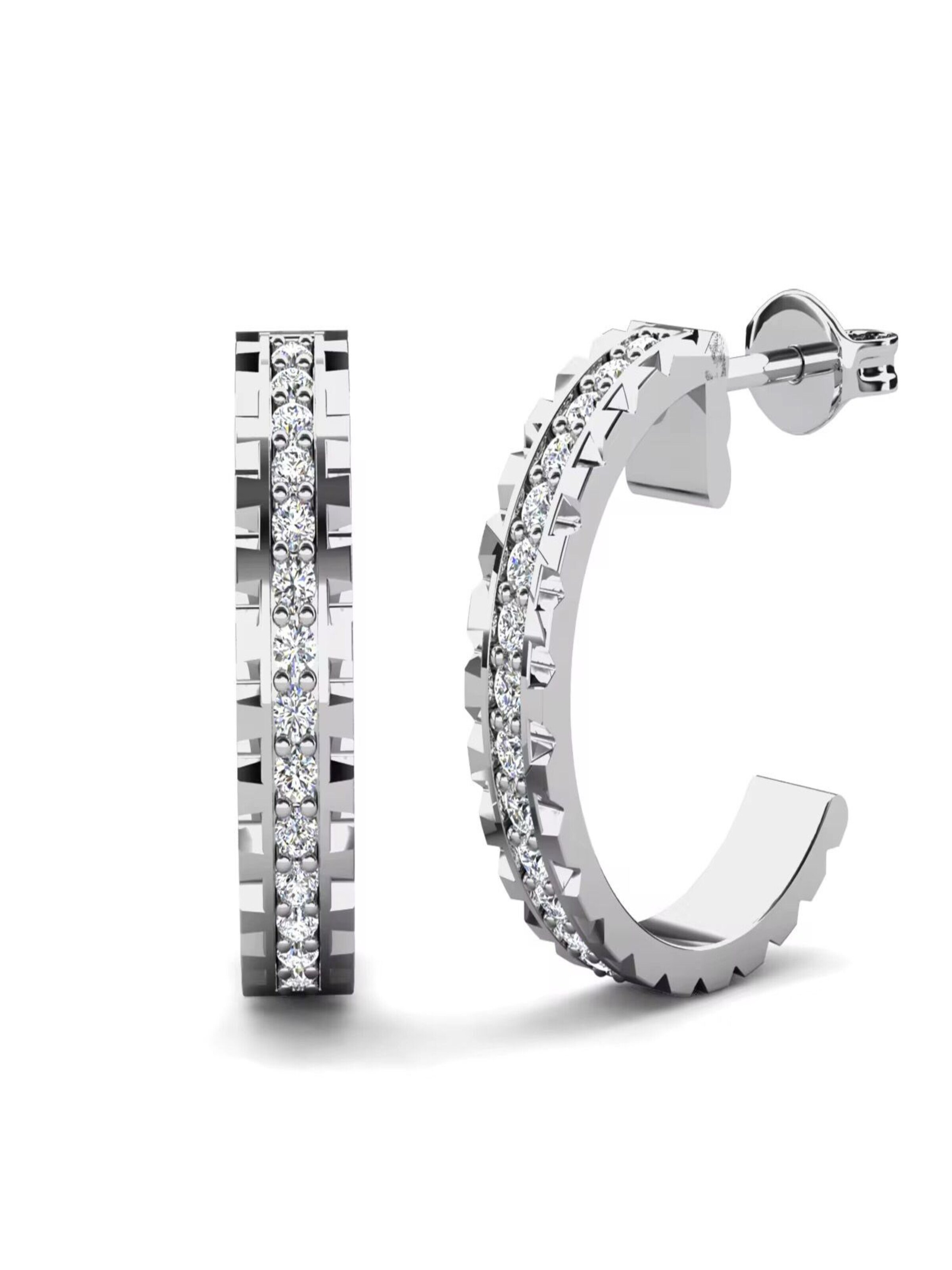 ROUGEMONT Jewellery Ohrringe 'Funkelnde Creolen Ohrringe mit Kristall Besatz Loumi'‌‌‌‌‌‌ in Silber: Vorderseite