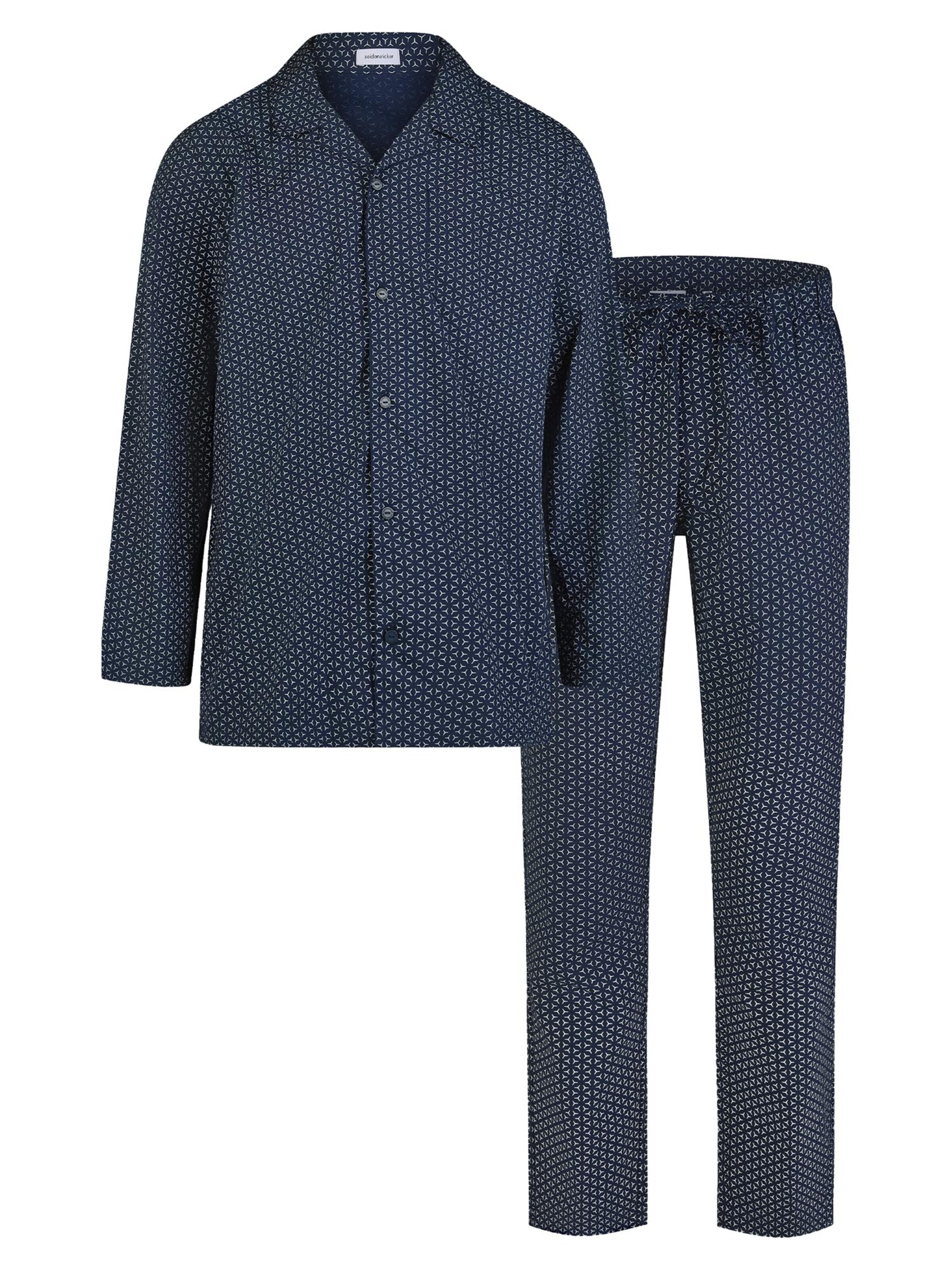 SEIDENSTICKER Pyjama lang 'Classic Web' in Blauw: voorkant