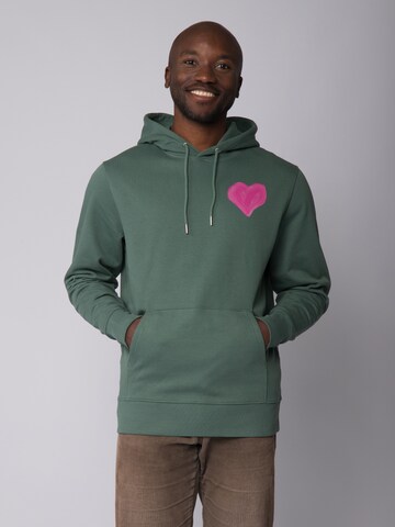 Watapparel Sweatshirt ' Pink Heart ' in Groen: voorkant