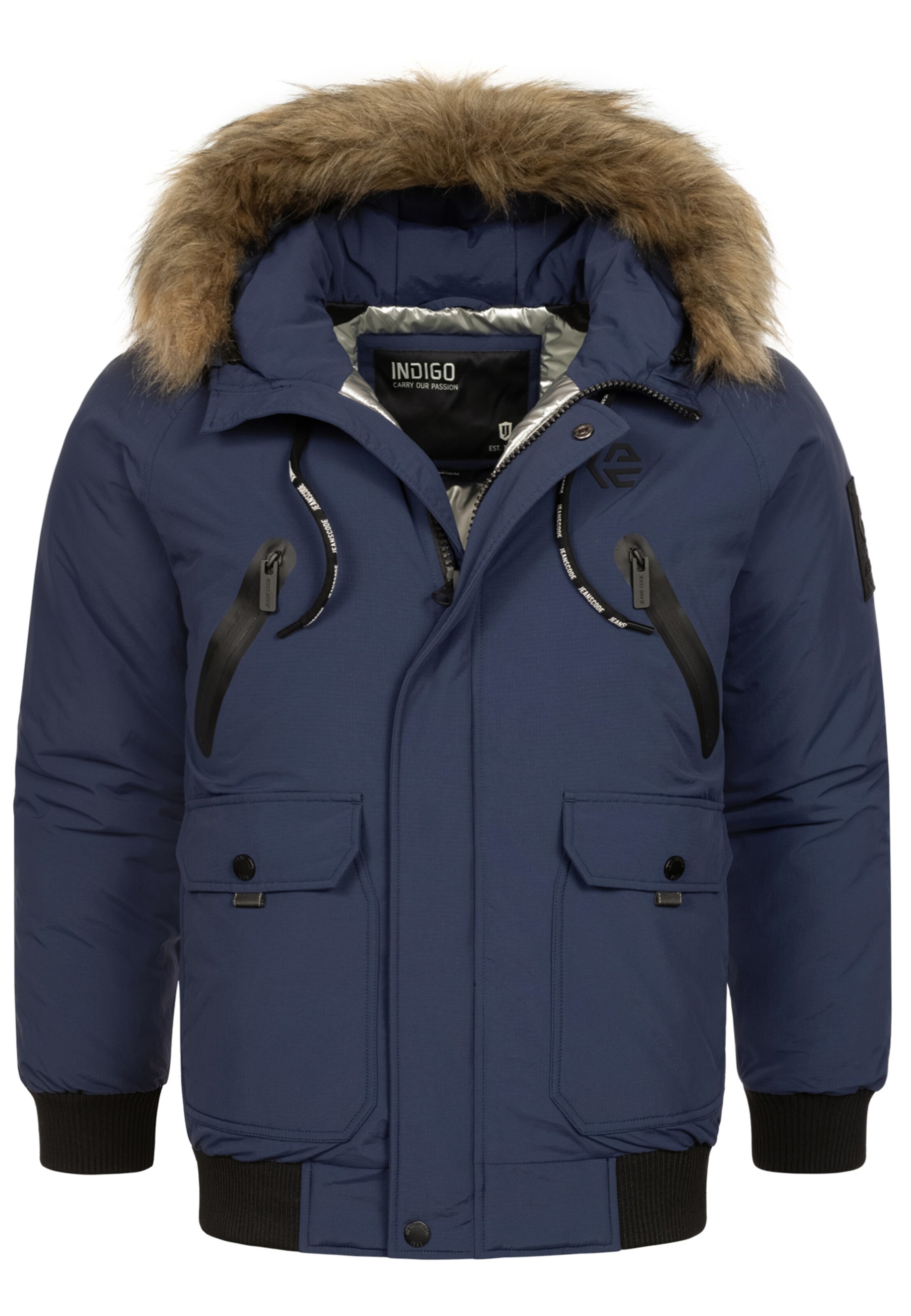 INDICODE JEANS Winter jacket ' Zakai ' in Blue: front