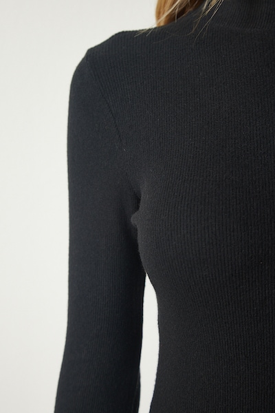 Rochie tricotat pe S-M Happiness İstanbul pe negru, Vizualizare produs