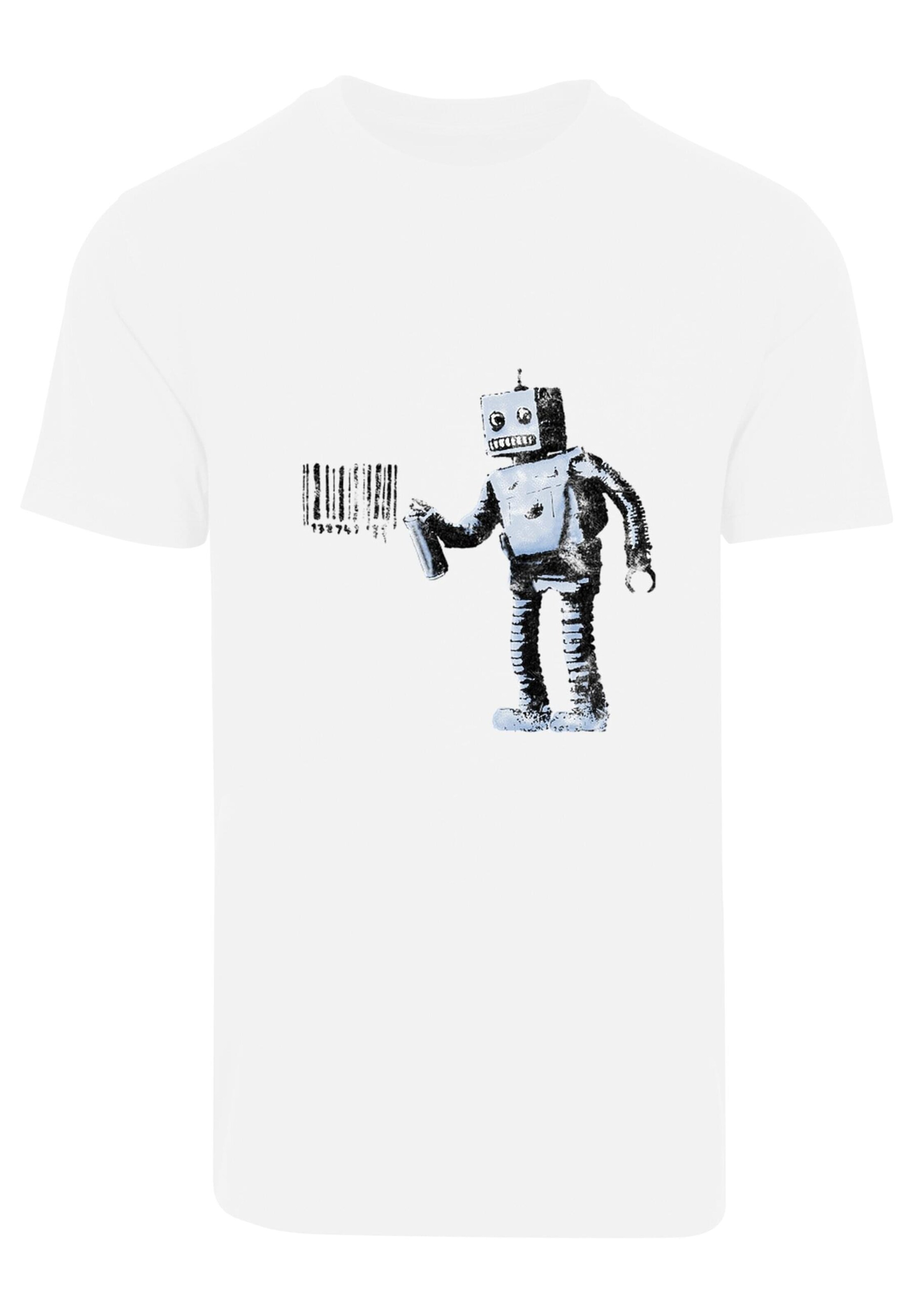 Merchcode Shirt 'Barcode Robot' in White: front