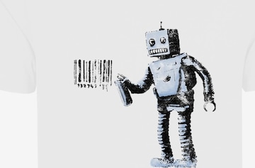 Merchcode T-Shirt 'Barcode Robot' in Weiß: predná strana