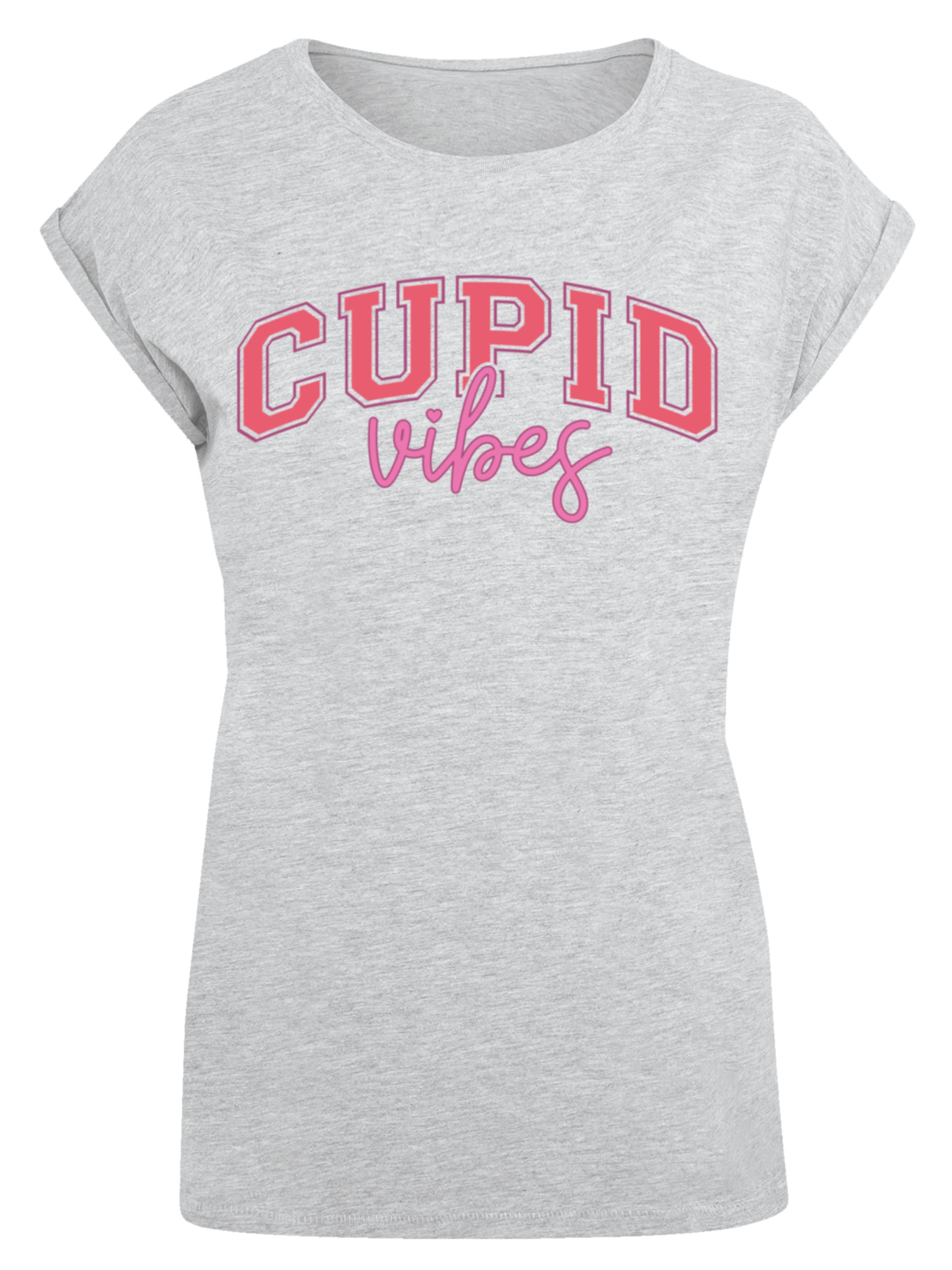 F4NT4STIC T-Shirt 'Cupid Vibes Valentinstag Amor' in Grau: Vorderseite